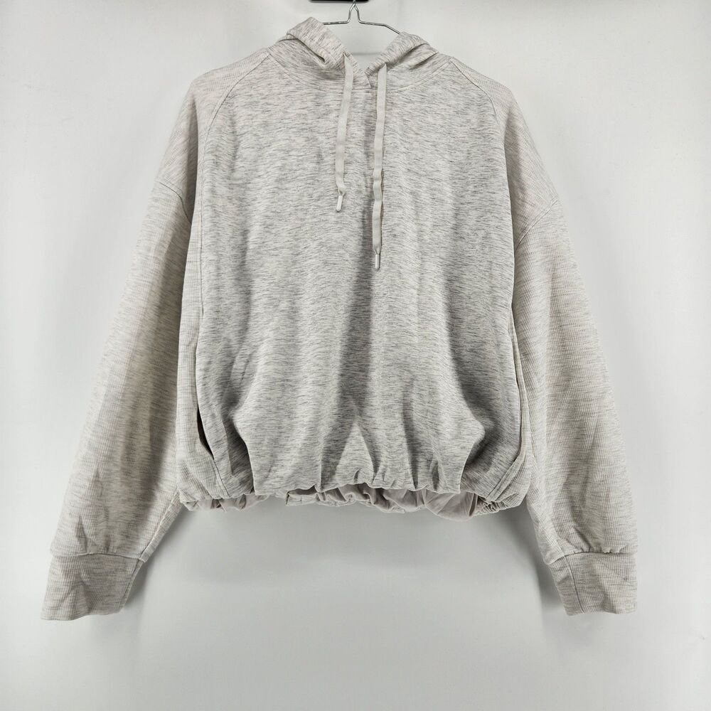 Thrive‎ Societe Women's White Large Bubble Hem Ultraluxe Hoodie NWT $140